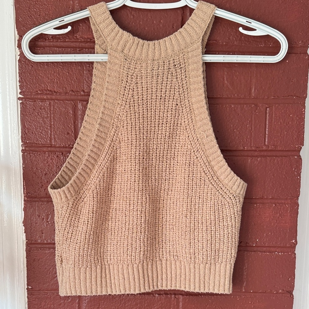 H&M Cropped Knit Racer Back Tan Tank Top - Picture 6 of 6